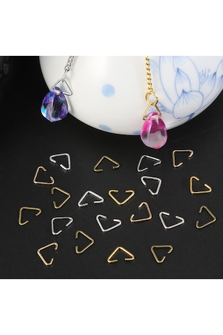 Anahtarlık Montaj Halkası Üçgen Takı Bağlantı Halkası 14x11 Mm 1000 Adet Gümüş Gümüş