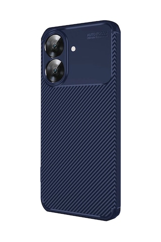 Realme Note 60 Kılıf Focus Carbon Desen Silikon Arka Kapak Lacivert