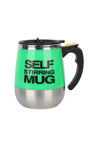 400ml Kendiliğinden Karıştıran Kapaklı Mug Otomatik Karıştırma Kahve Kupası Elektrikli Paslanmaz Çelik Kendiliğinden Karıştıran Kahve Kupası Kahve Süt Kakao Sıcak Çikolata Çay İçin Yeşil