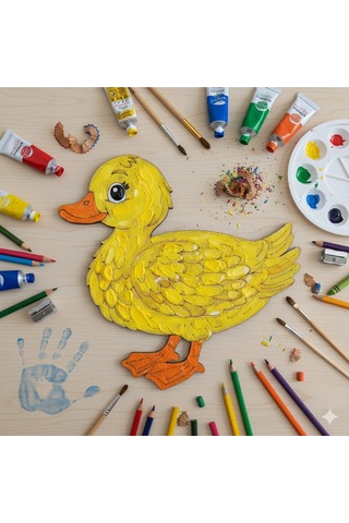 Boyanabilir Ahşap Ördek Figürü 15x15 Cm 10 Adet