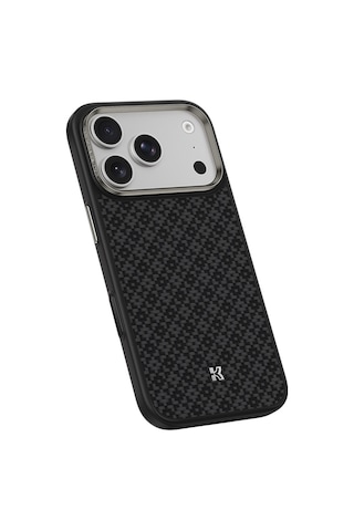 Apple Uyumlu iPhone 17 Pro  Kılıf M-safe Şarj Özellikli Benks Armorpro Armorgrid Serisi Kevlar Kapak Siyah Siyah