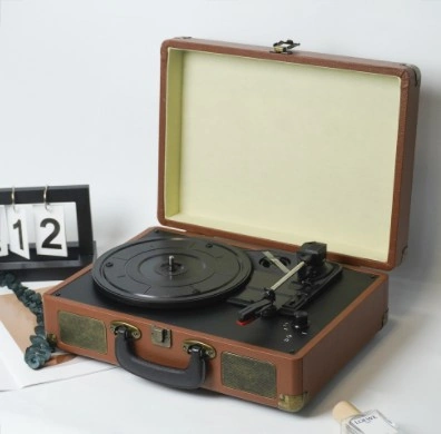 Fomixx Tr-102 Kahverengi Hoparlörlü Bluetoothlu Pikap Plak Çalar Kahverengi