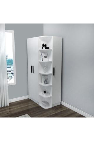 Arnetti Luses 3 Kapaklı Raflı Genç Odası Gardırop, Beyaz - Luses