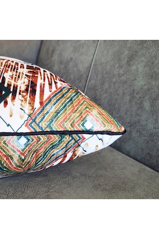 Ju Yaratıcı Tasarım Biyeli Yastık Kırlent Kılıfı Desenli Yeşil