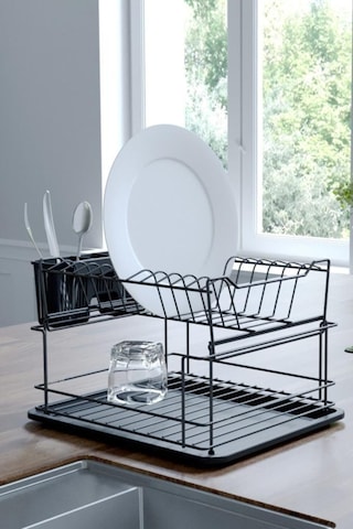 Geseus Home İki Katlı Modüler Tabaklık Bulaşıklık Mat Siyah Kb10s Siyah