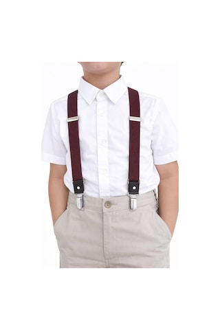 Hapshoe Ayarlanabilir Klipsli Bordo Çocuk Kemer Pantolon Askısı Bordo