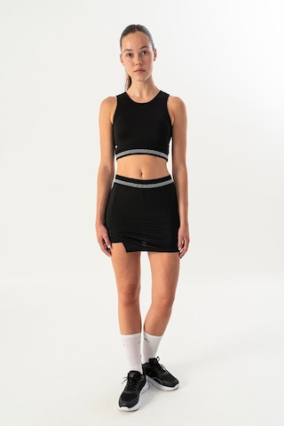 Maraton Slimfit Kadın Bisiklet Yaka Siyah- Bra Siyah-