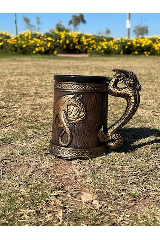 Dükkan Design Ejderhalı Fıçı Kabartma Seramik Kupa Çok Renkli