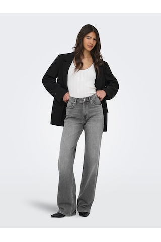 Only Onljuicy High Waist Wide Leg Fit Kadın Jean Pantolon 15372706 Gri