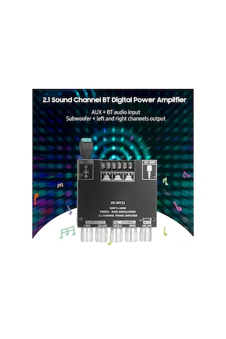 Yifomall 2.1 Kanal Bt 5.0 Dijital Güçlendirici Modülü 50w Sol-sağ, 100w Subwoofer - Yüksek/düşük Ses Ayarı, Kasa İçeren Dıy Hoparlör Devre Kartı