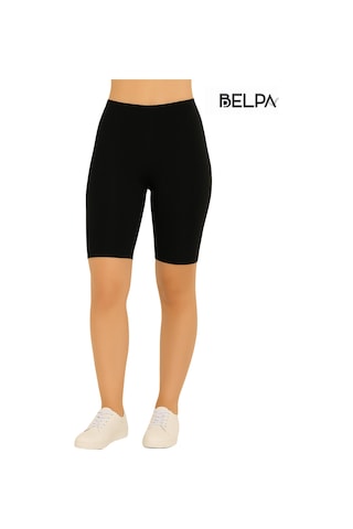 Belpa Sıla Sella Kadın Slim Fit Basic Kısa Tayt Siyah