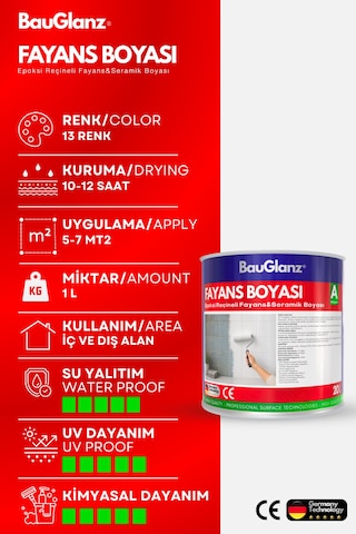 Epoksi Fayans Ve Seramik Boyası 2k Banyo, Mutfak, Tezgâh Ve Balkon İçin Parlak Dönüşüm Boyası -