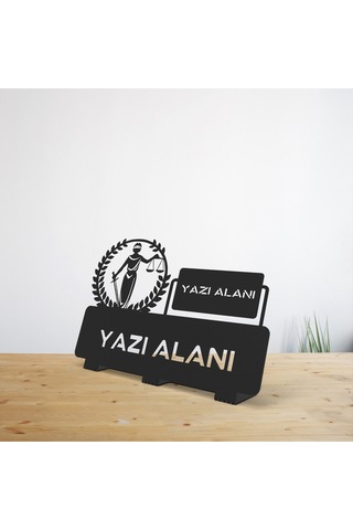 Kişiye Özel Hediyelik Adalet Bakanlık İcra Savcı Avukat Hakim Tasarımlı Metal Masaüstü İsimlik Siyah