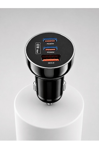60w Araç Şarj Cihazı Çift Type-c Pd Ve Usb Qc3.0 Hızlı Şarj Adapt