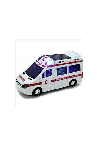 3d Işıklı Ve Sesli Oyuncak Ambulans Arabası Beyaz