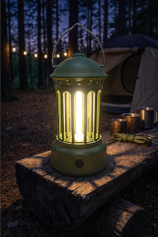 Glr L800sr Retro Tasarım Şarjlı Kamp Lambası - 200 Lümen Vintage Fener, 3 Modlu Led Işık Yeşil