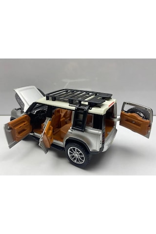 Land Rover Defender Metal Araba 23 Cm Sesli Işıklı Kapılar Bagaj Kaput Açılır Oyuncak Demir Araç