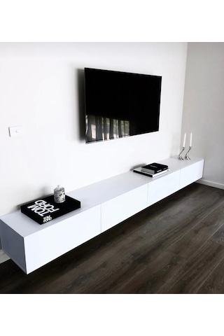 Dizayn Joy Tv Ünitesi Tv Sehpası Alt Modülü Mat Beyaz Soft 240 Cm