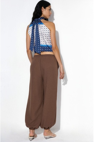 Hiccup Busem Kadın Dokulu Polyester Jogger Pantolon Kahve Kahvesi