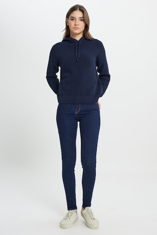 Wrangler Relaxed Fit Geniş Kesim Kapüşonlu Lacivert Triko Kazak W242711410 Lacivert