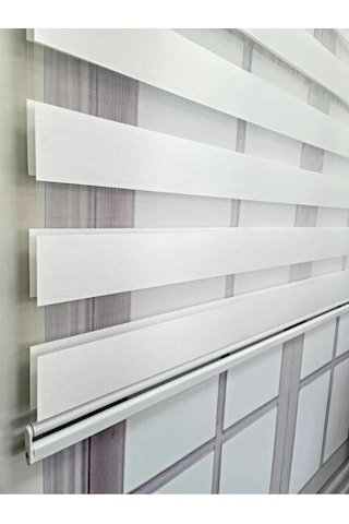 Beyaz Bambu Düz Zebra Stor Güneşlik Perde
