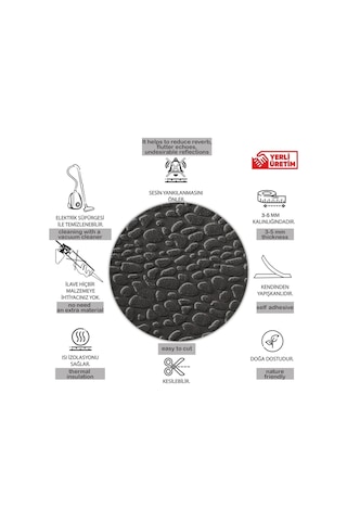 Tink 3d Kendinden Yapışkanlı Akustik Keçe Panel Leopar Desenli 52x98 Cm 10 Adet 5 M² Koyu Gri