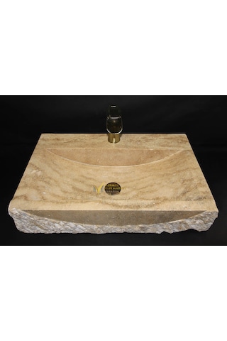 Traverten Batarya Çıkışlı Su Yolu Lavabo