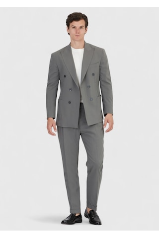 Ramsey Gri Düz Zeroweight Slim Fit Takım Elbise