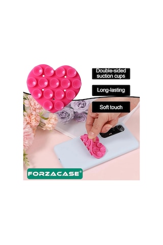 Forzacase Çift Taraflı Silikon Vakumlu Eller Serbest Cep Telefon Tutacağı Kalp - Fc1109 Yeşil