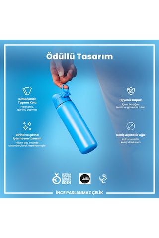 Ion8 - Paslanmaz Çelik İnce Suluk - Mavi - 600 Ml - Sızdırmaz