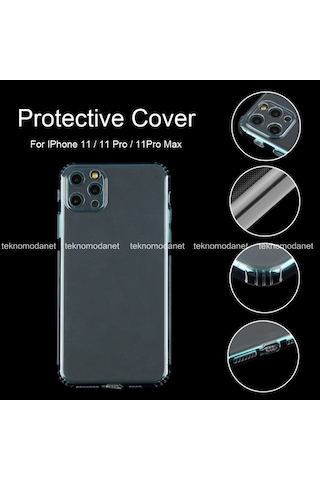 Teknomoda Apple Uyumlu iPhone 11 Seffaf Korumali (Kamera Lens Sarj Yeri) Premium Kilif 387992880