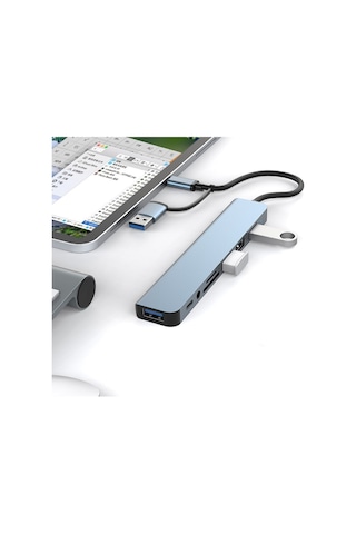 Plentiful 7 In 1 Usb Ve Type-c To Usb A + Type-c Usb 3.0 Çevirici Adaptör Çok Portlu Çoklayıcı Usb Hub