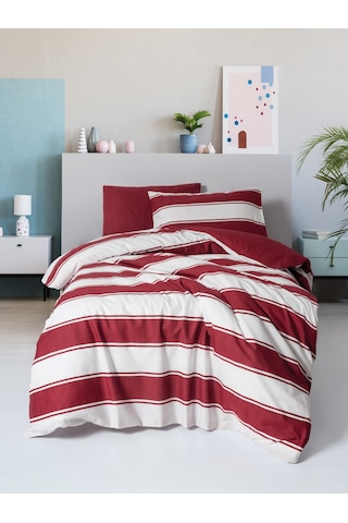 Cozy Home Festive Tek Kişilik Lastikli Çarşaflı Nevresim Takımı Jolly Kırmızı Kırmızı
