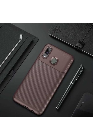 Samsung Galaxy Uyumlu A10S Kılıf Zore Negro Silikon Kapak-Kahverengi
