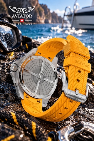 Xpro Dive 200 Erkek Kol Saati 42.8 Mm Safir Cam 20 Atm Açık Mavi Silikon Kayışlı Dalış Saati Turuncu - 928657246 Metalik