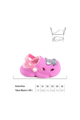 Gezer Kız Çocuk Kışlık Eva İçi Peluşlu Ev Bahçe Kreş Terlik Sandalet Fuşya