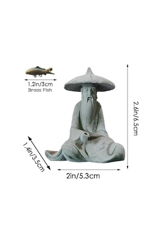 Yaleker Mini Balıkçı Heykeli: Yapay Taştan Yapılmış, Su Ortamları İçin Güvenli Ve Dekoratif Hobi Aksesuarı