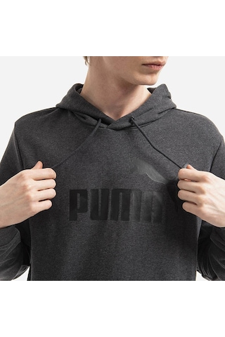 Puma 586688-07 Ess Big Logo Hoodie Tr Erkek Sweat Dark Gray Heath Koyu Gri