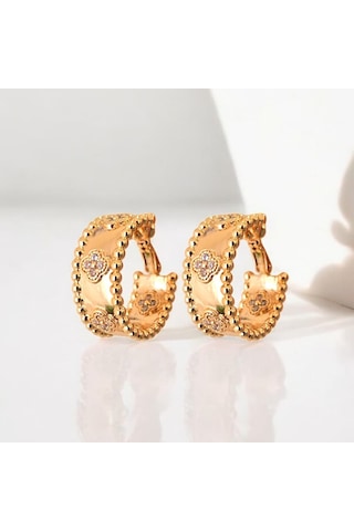 Vnclf Model Kalın Halka Çelik Küpe Altın