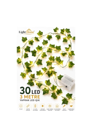 3 Metre 30 Led Li Yapay Sarmaşık Peri Işık Balkon, Bahçe, Oda Ve Duvar Dekoru Sarı