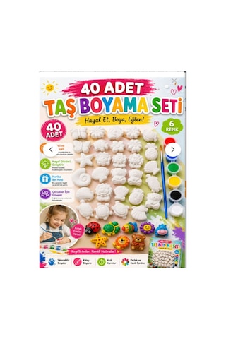 40 Adet 3d Hayvanlar&çiçekler Taş Boyama Figür Çocuk Gelişimi Boyama Etkinlik Seti Zoo Painting