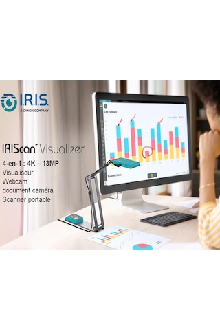 Iriscan Visualizer Web Kamerası Belge Kamerası V7: 4kultrahd-13mp, Ocr Readiris Pdf Düzenleyici, 4'ü 1 Arada, Görselleştirici, A3 Tarayıcı, Belge Tarayıcı,