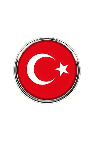 Türkiye Turkey Bayrak Rozeti - Paslanmaz Çelik Yuvarlak Yaka Rozeti Çok Renkli