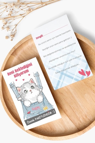 100 Happy Cat Teşekkür Kartı - Kedili Teşekkür Kartı - Not Kartı