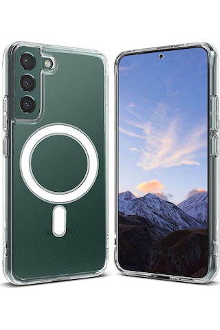 Teknomoda Samsung Galaxy S21 Fe Uyumlu Kılıf Magsafe Wireless Kablosuz Şarj Manyetik Şeffaf Kapak