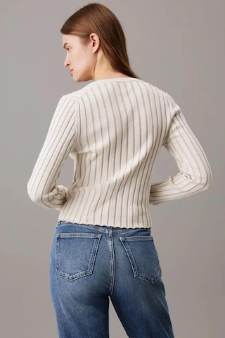 Calvin Klein Plated Sweater Cardı, Ybı Beyaz Kadın Hırka