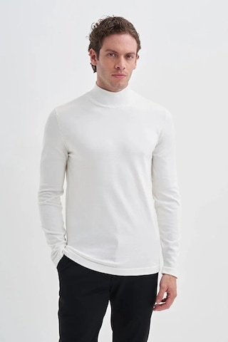 Cazador Slim Fit Viskon Karışımlı Premium Yarım Balıkçı Kazak-30310 Beyaz