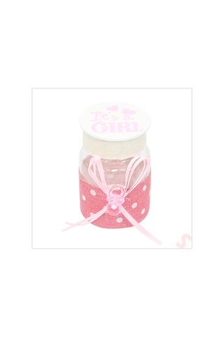Emzikli Plastik Kavanoz, 6,5cm X 4cm X 12 Adet - Pembe Renkli Çok Renkli