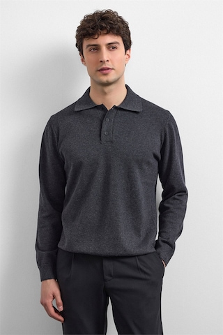 Back And Bond Antrasit Relaxed Fit Polo Yaka Triko Kazak