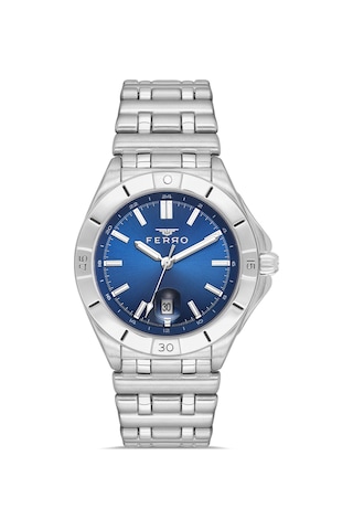 Ferro Fm43017a-a3 Quartz Çelik Gri Lacivert Kadran 41 Mm Erkek Kol Saati